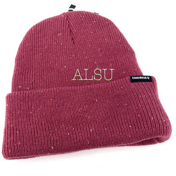 💖MEGA SALE💖Converse ! Speckled Cuffed Womens Beanie Hat Wine 10018019-A01 - Picture 3 of 6